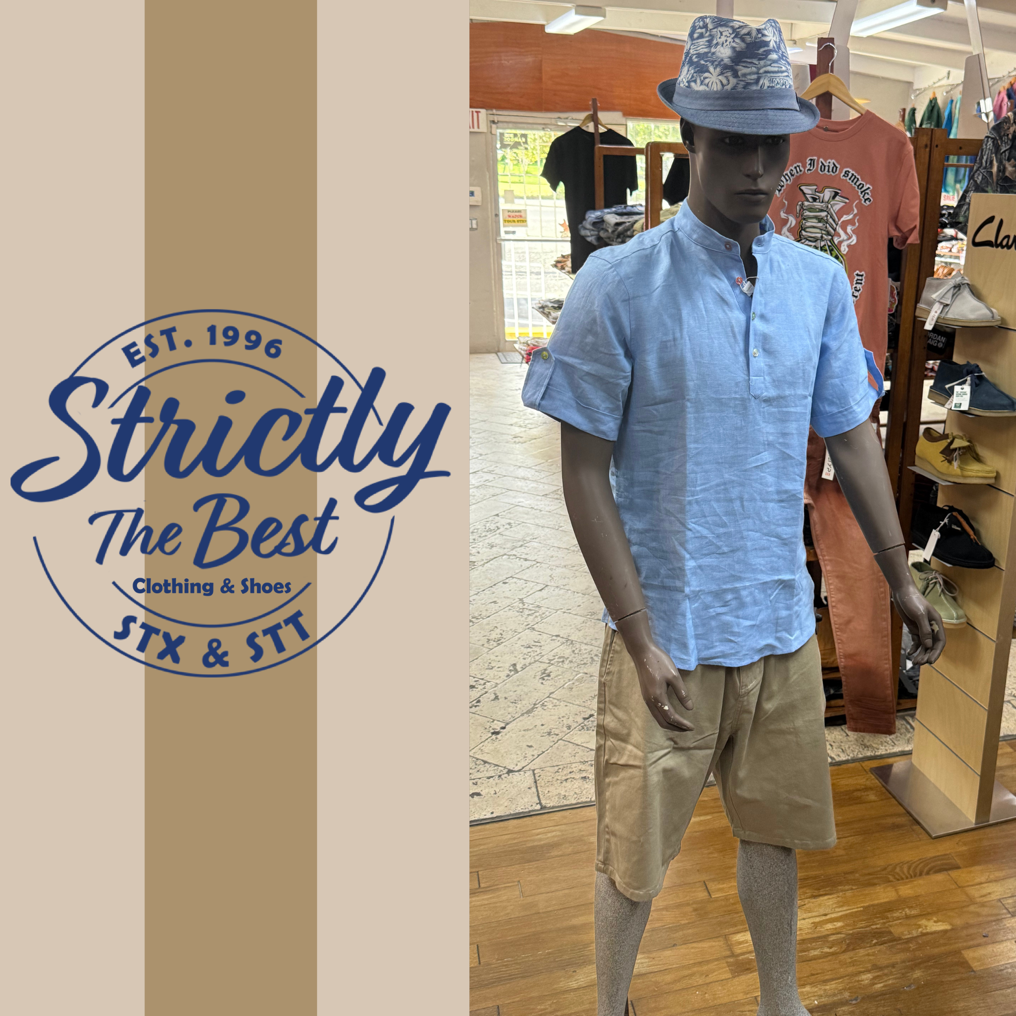 Men’s Caribbean Linen Shirt – Light Blue