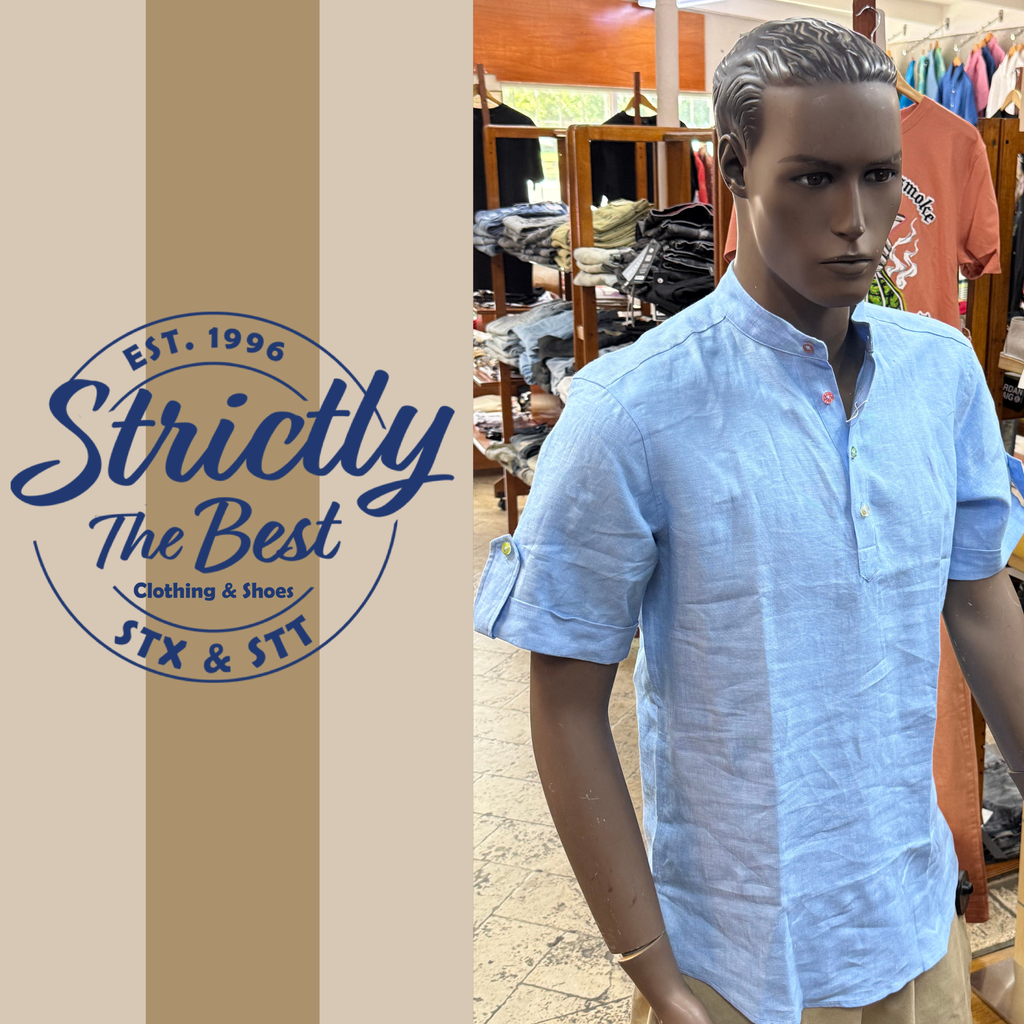 Men’s Caribbean Linen Shirt – Light Blue