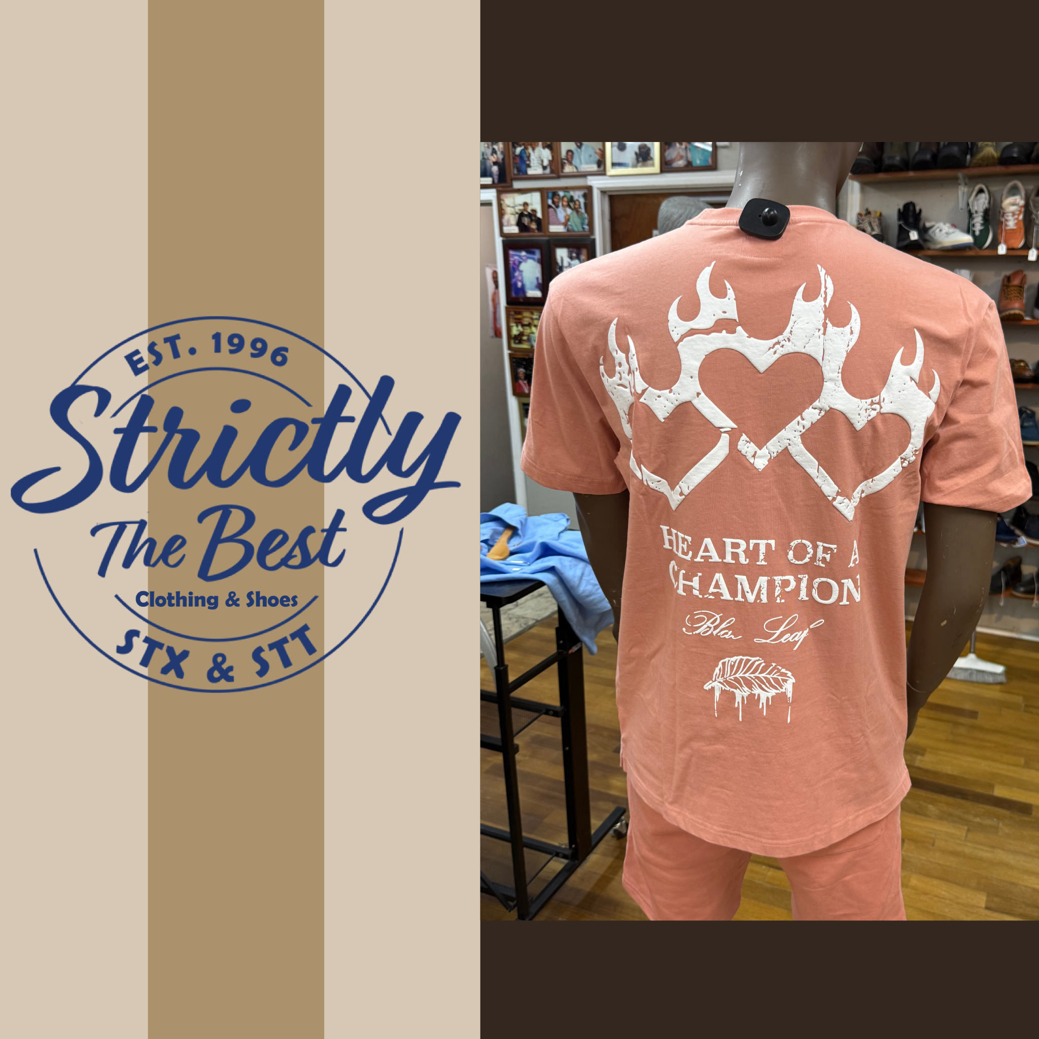 Heart of a Champion – Coral Set (Top &amp; Shorts)