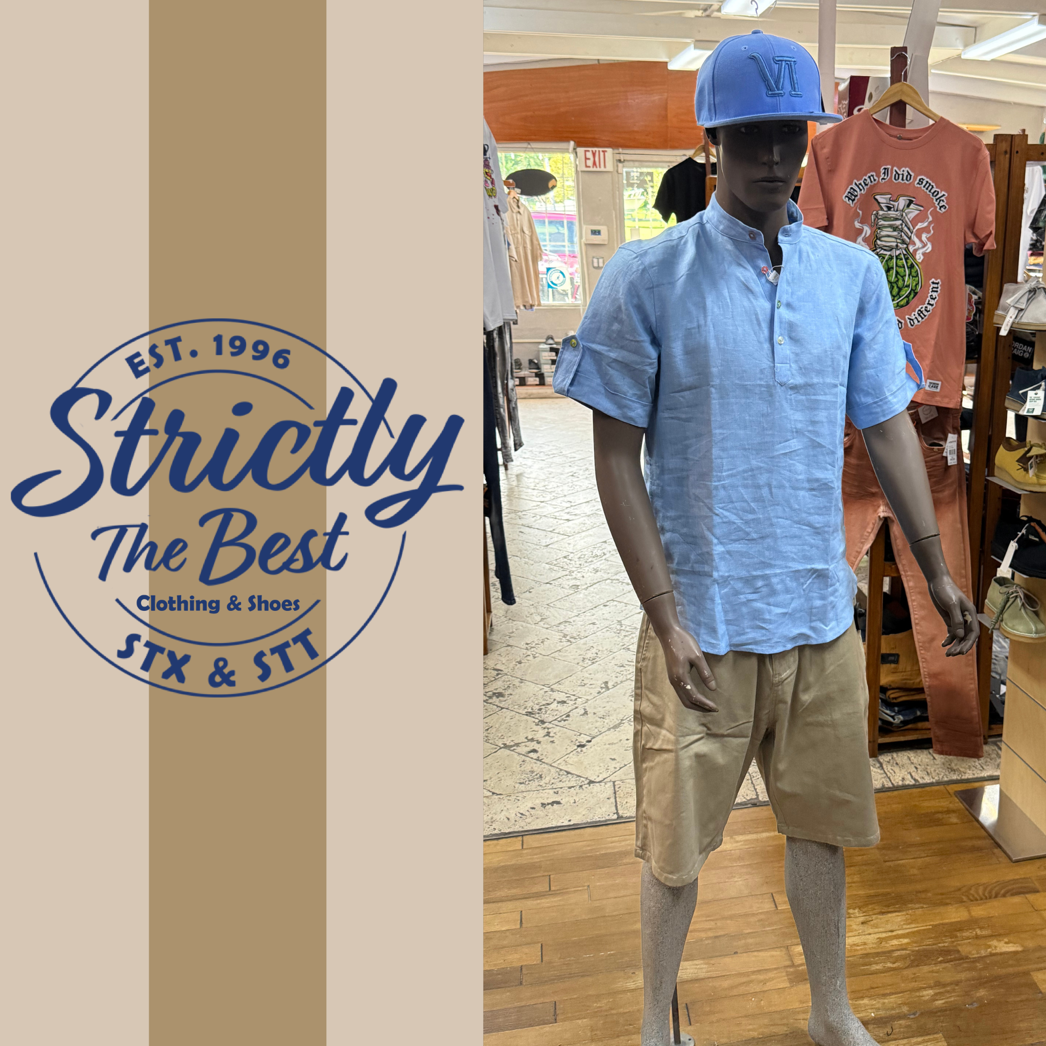 Men’s Caribbean Linen Shirt – Light Blue