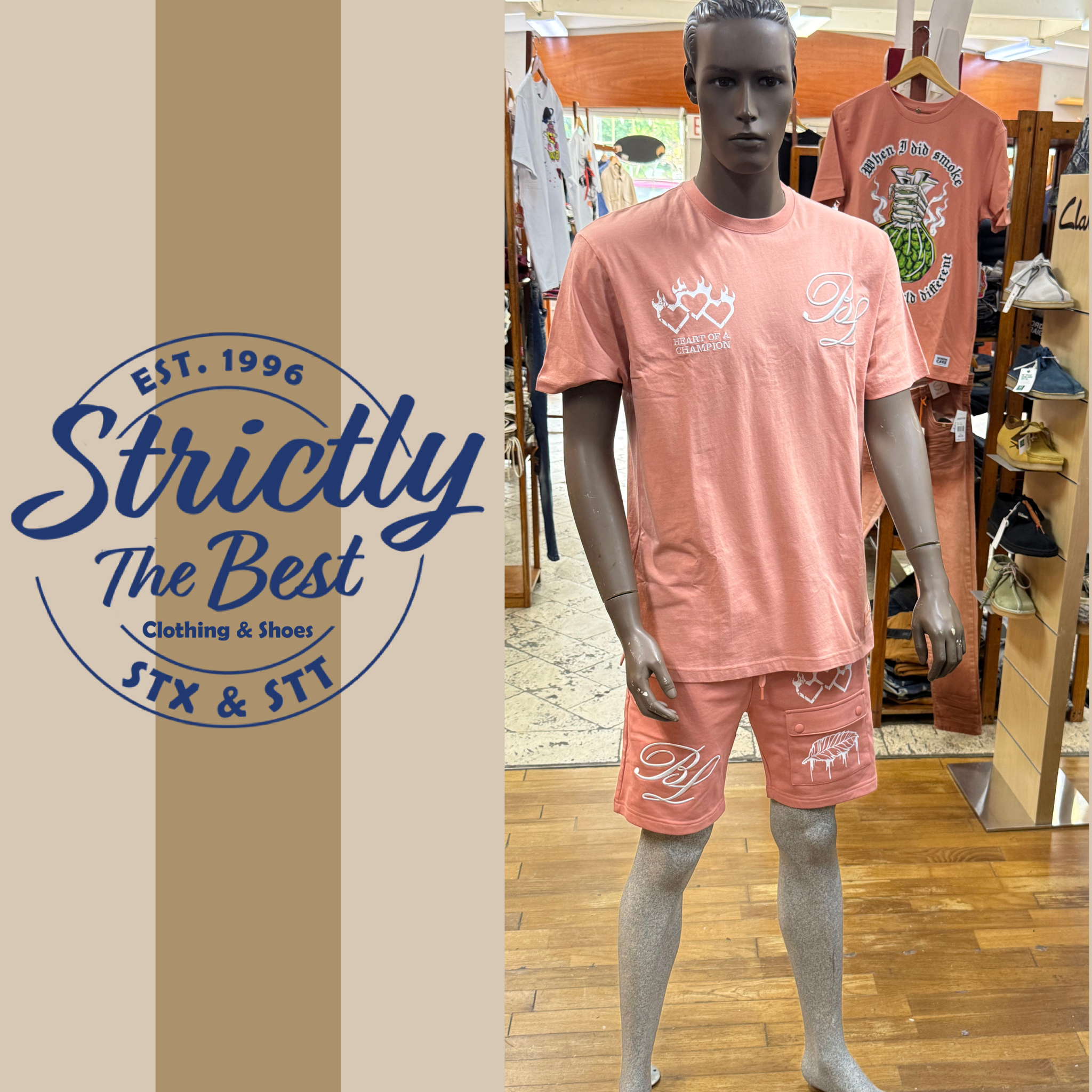 Heart of a Champion – Coral Set (Top &amp; Shorts)