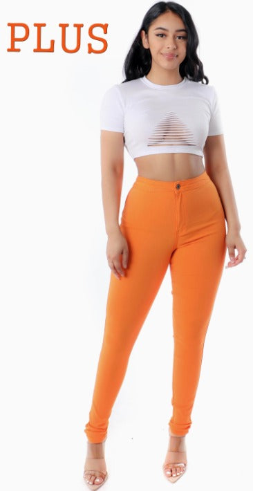 PLUS Orange High-Waist Skinny Pants