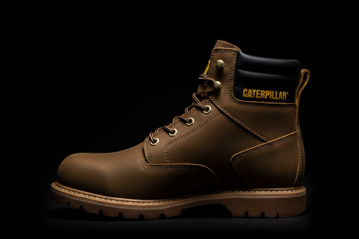 Caterpillar Boot on Black Background