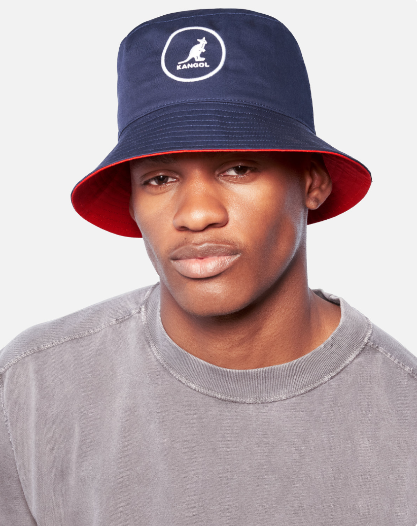Kangol – Reversible Cotton Bucket Hat (Navy/Red)